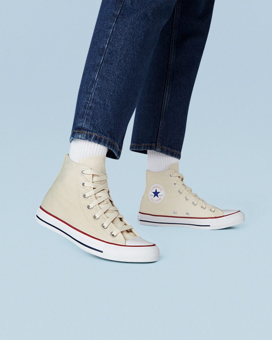 Tenis Converse Chuck Taylor All Star Classicos Cano Alto Masculino Bege Branco | PT A007PT4